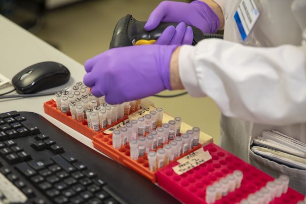 The Chancellor Rishi Sunak visits a coronavirus testing laboratory in Leeds